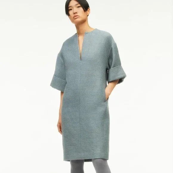 zara wool midi dress ZARA WOMEN IVORY ZW COLLECTION BOUCL 100% WOOL MIDI DRESS SZ L 8728/759